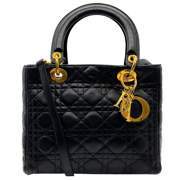 Dior Handbags - Christian Dior Vintage 1997 Black Cannage Medium Lady Dior Bag